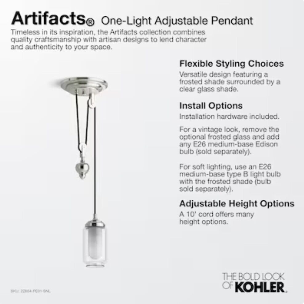 KOHLER Lighting - Artifacts 4" Adjustable Pendant Light (22654-PE01-BGL) - Moderne Brushed Gold
