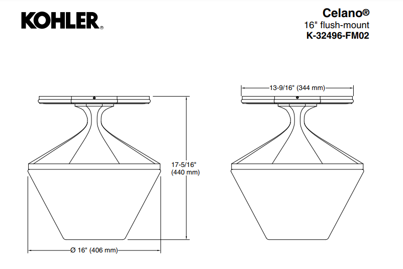 KOHLER Lighting - Celano 2 Light Flush Mount Ceiling Light (32496-FM02-SNL)