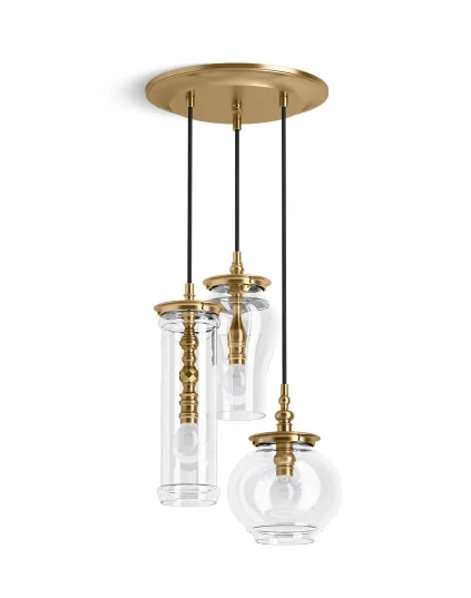 KOHLER Lighting - Damask 3 Light 12 Inch Pendant Cloud (23341-PE03-BGL) - Moderne Brushed Gold