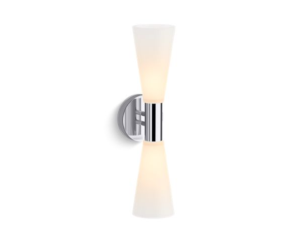KOHLER Lighting - Midcentury 19" Two Light Sconce( K-32526-SC02-CPL) - Polished Chrome